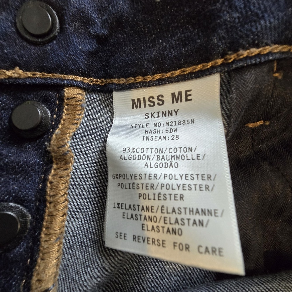 Miss Me Jeans Women 27 Button Fly Straight Blue Denim Pockets - Picture 6 of 11